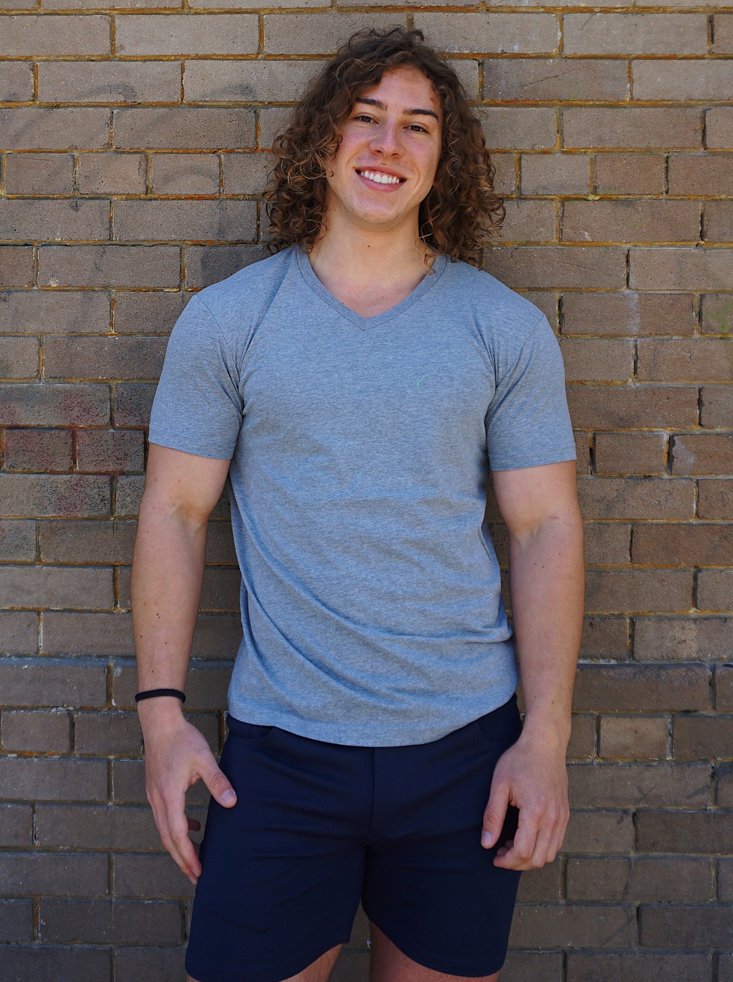 ROLO BASIC V-NECK T-SHIRT DARK HEATHER GRAY