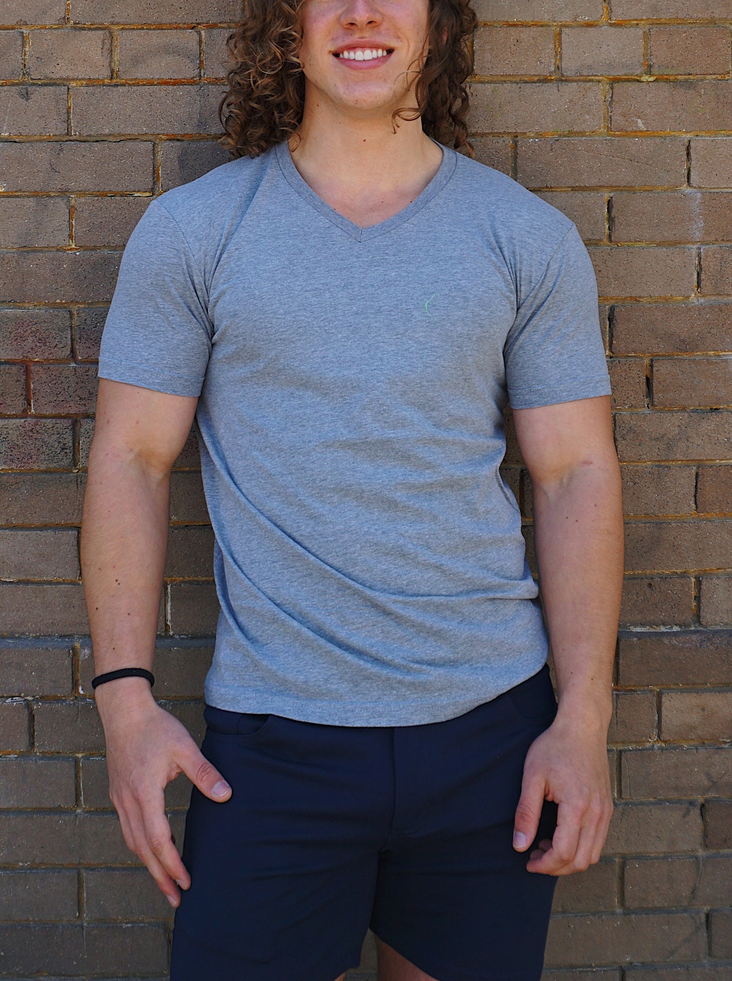 ROLO BASIC V-NECK T-SHIRT DARK HEATHER GRAY