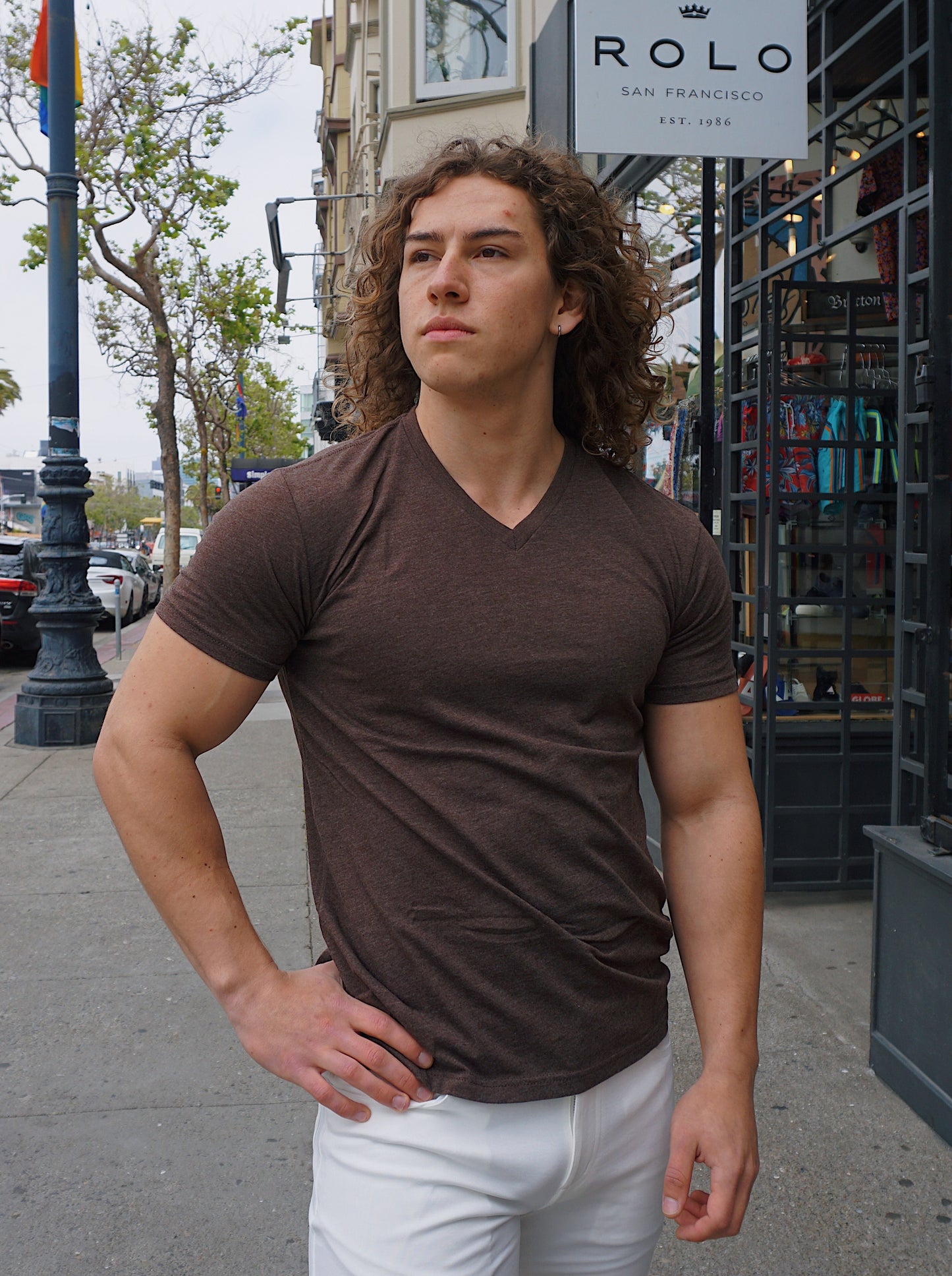 ROLO PREMIUM V-NECK T-SHIRT ESPRESSO