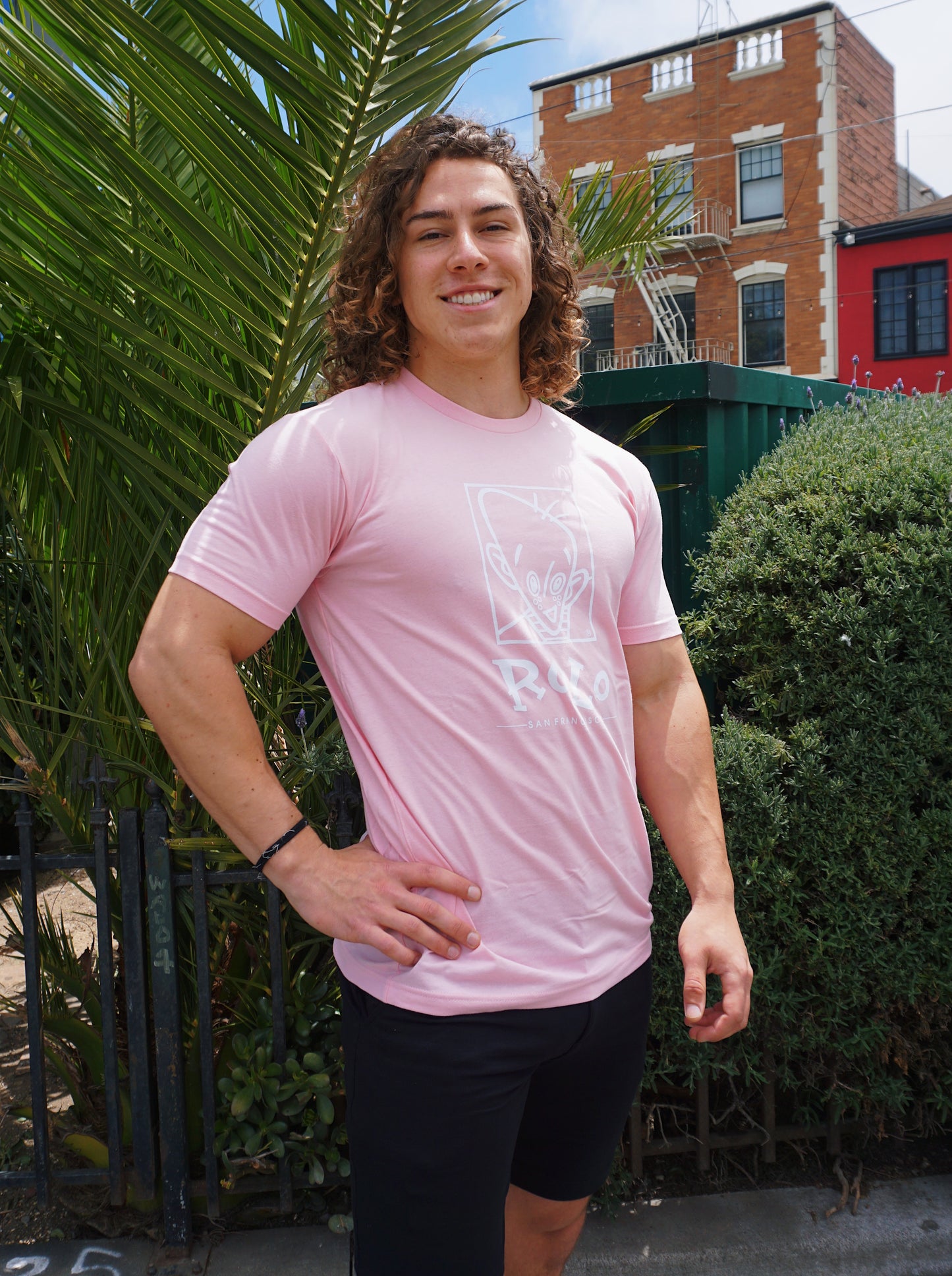 ROLO ORIGINALS LOGO TEE - WHITE ON PINK
