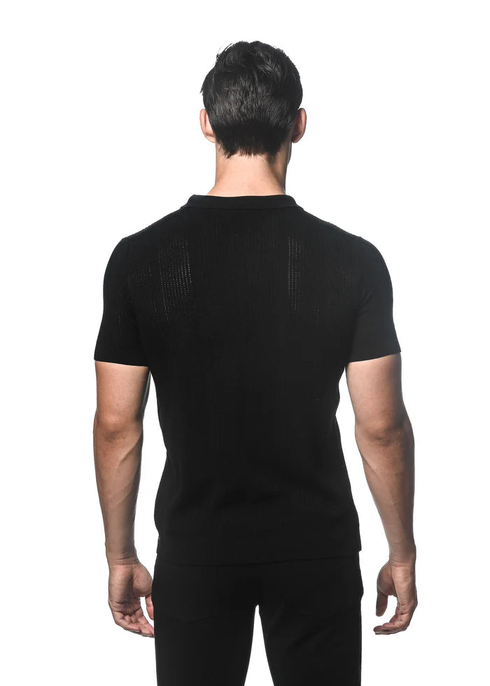 Silk/Tencel StripesTextured Knitted Polo