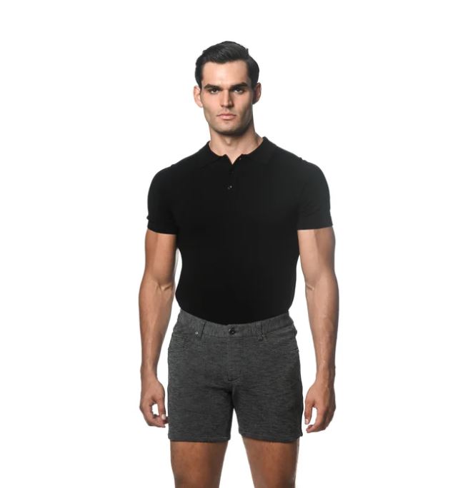6" Inseam Textured Stretch Knit Jeans Short