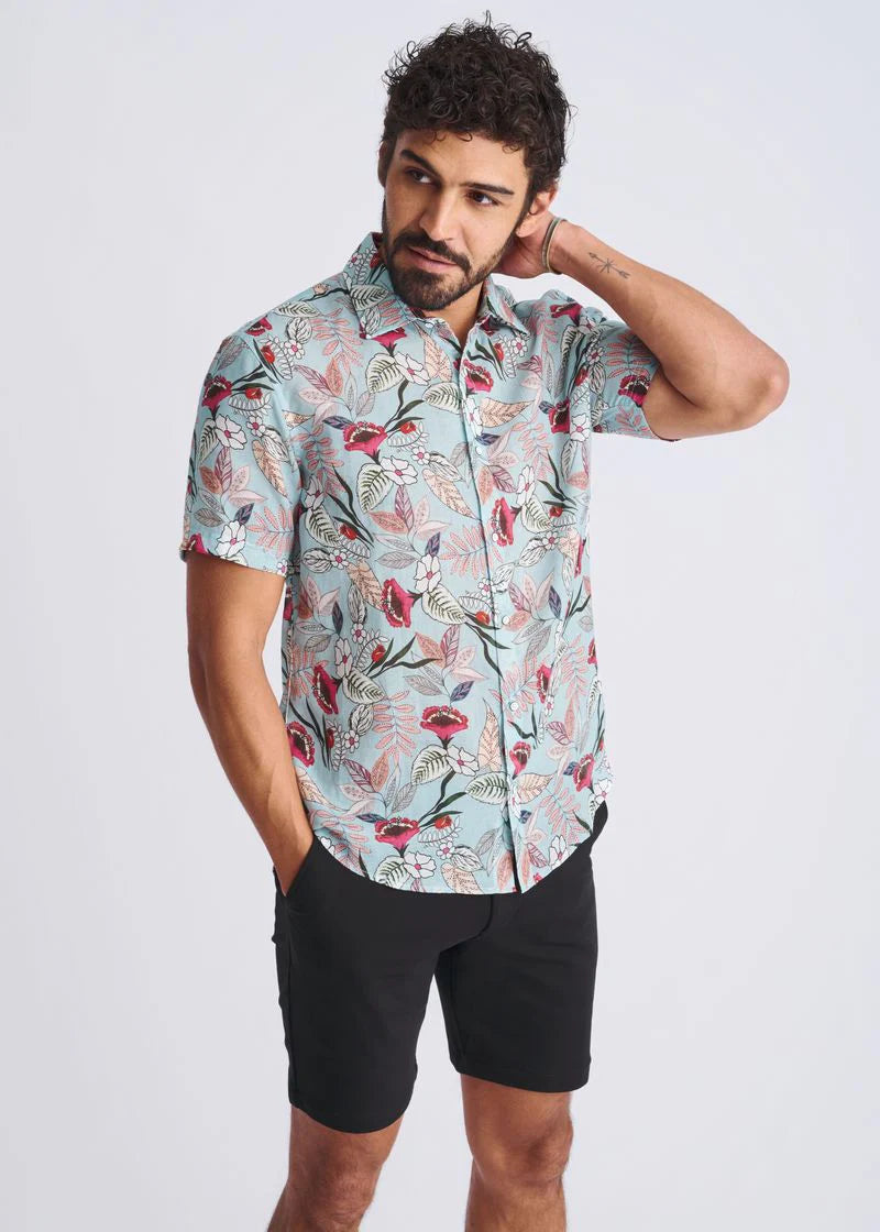Printed Lightweight Linen/Tencel Short Sleeve Shirt