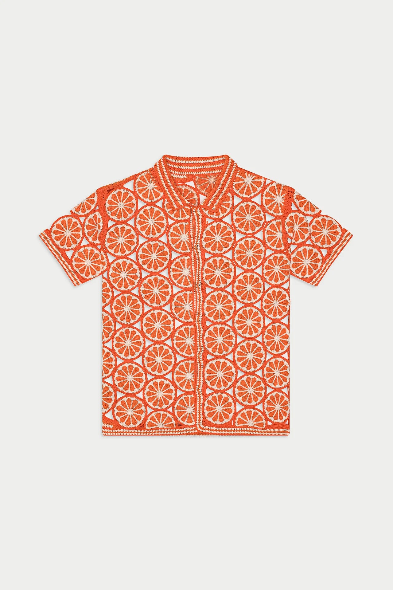 Orange Crochet Knit Shirt
