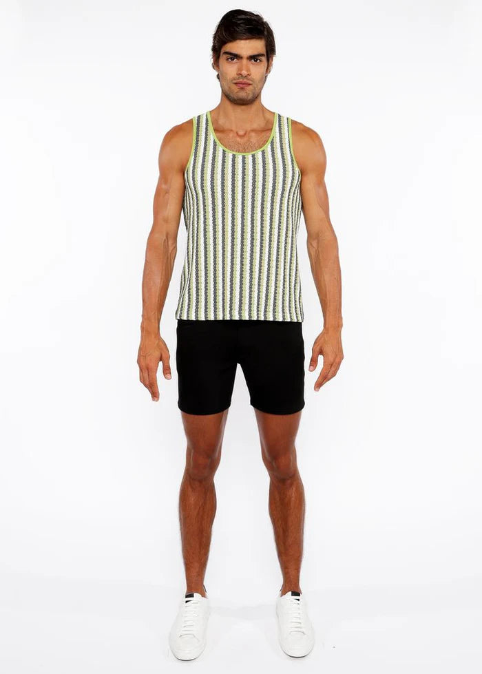 Stripes Stretch Open Knit Tank