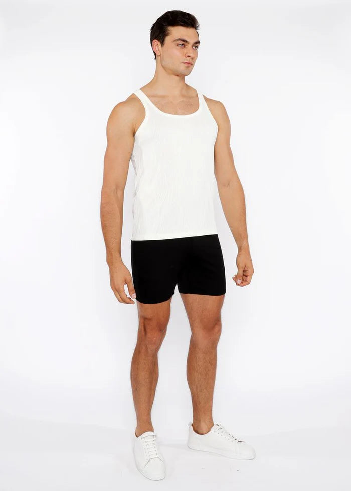 Veins Stretch Textured Knit Tank