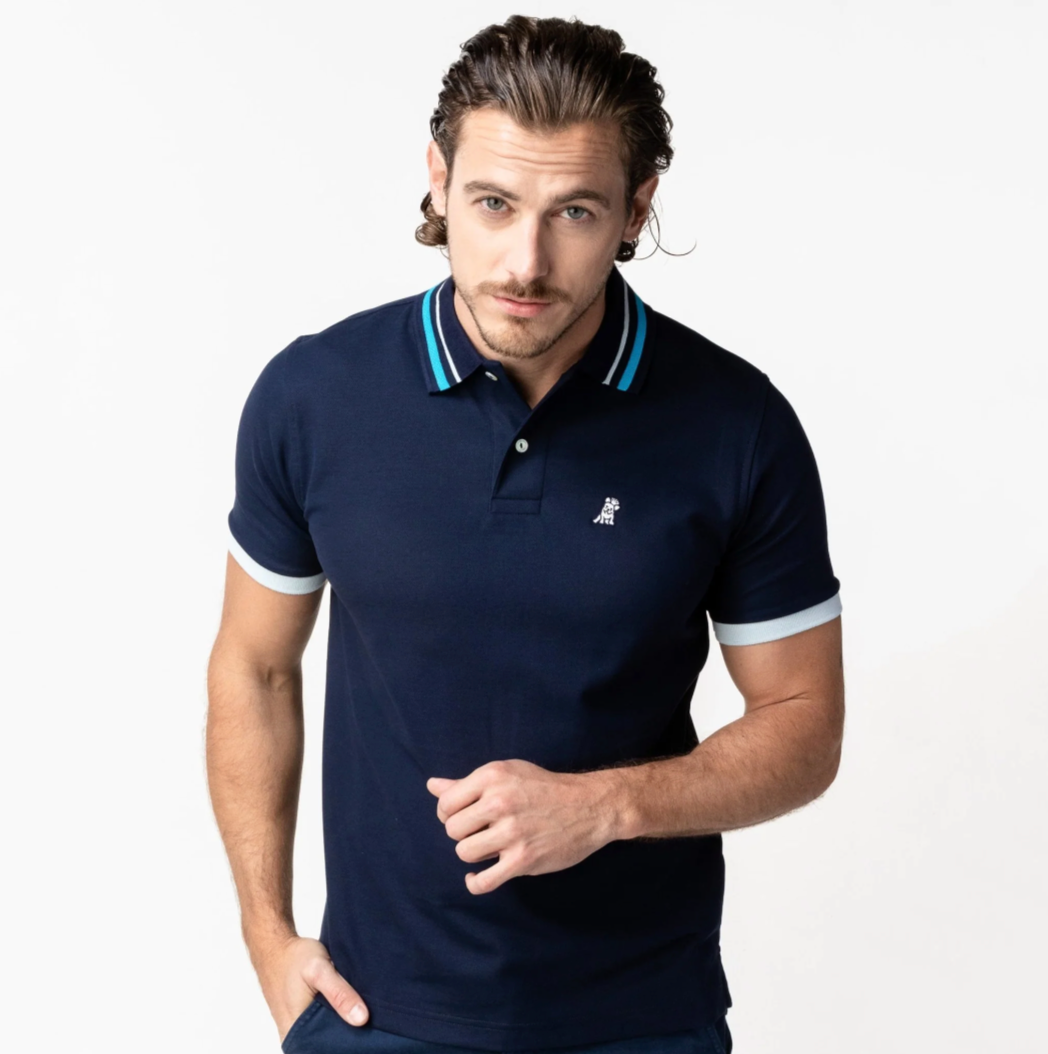 Striped Accent Collar Polo Shirt