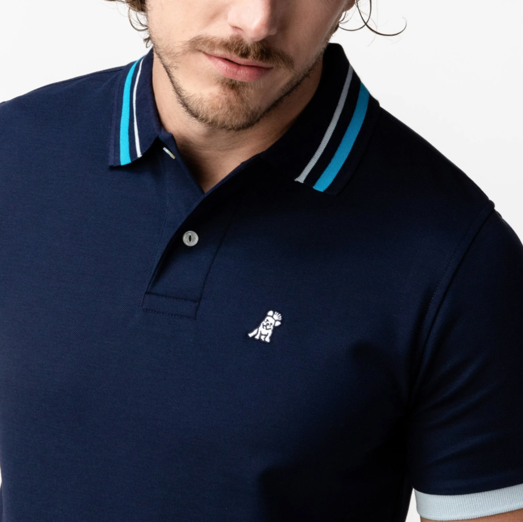 Striped Accent Collar Polo Shirt