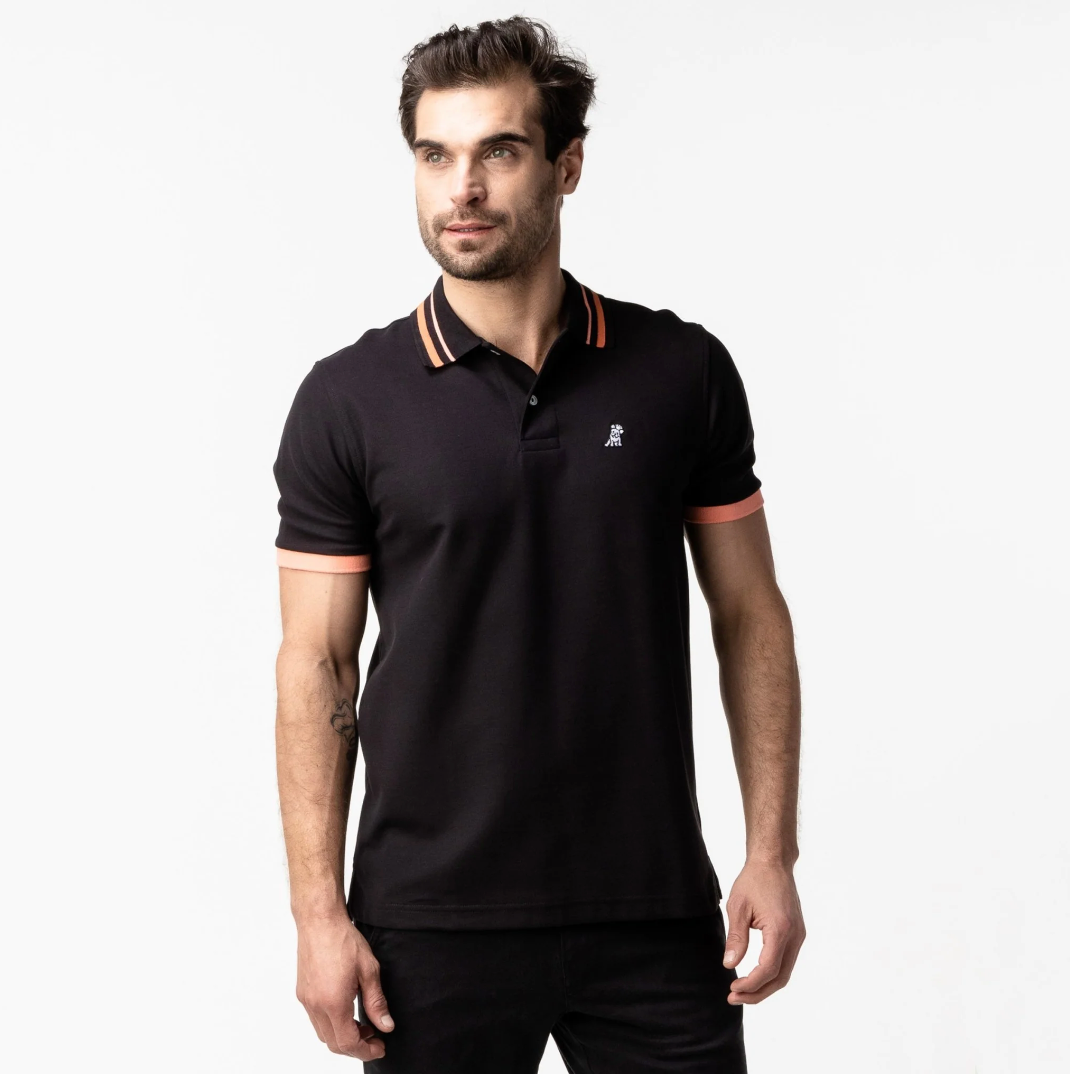 Striped Accent Collar Polo Shirt