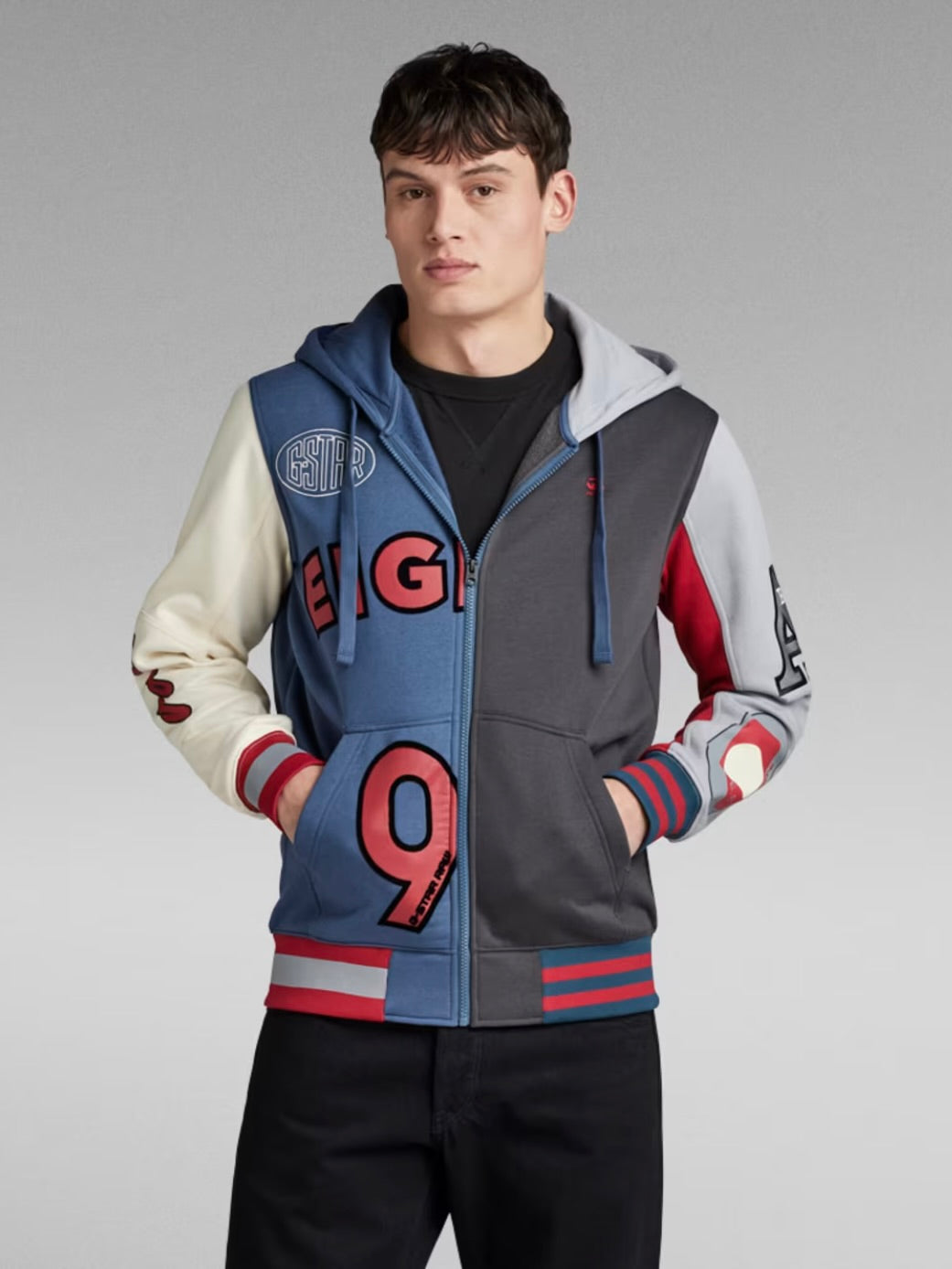 Varsity Hooded Zip Thru Sweater