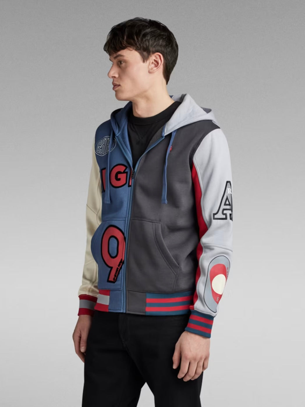 Varsity Hooded Zip Thru Sweater