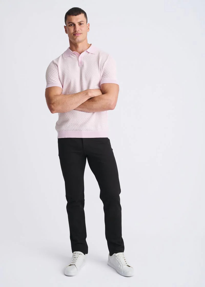 Textured Cotton 3-Button Knit Polo