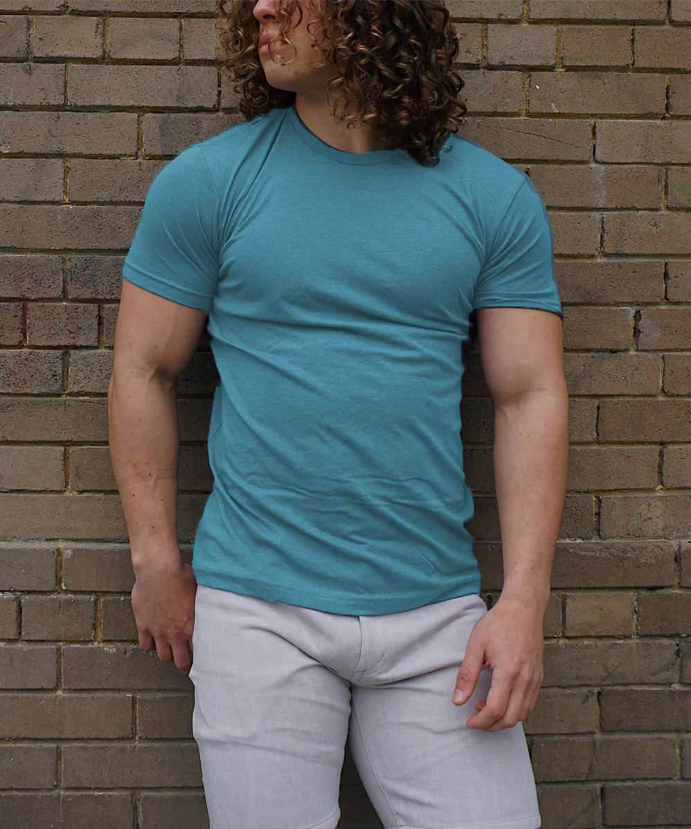ROLO BASIC CREW NECK T_SHIRT-BONDI BLUE