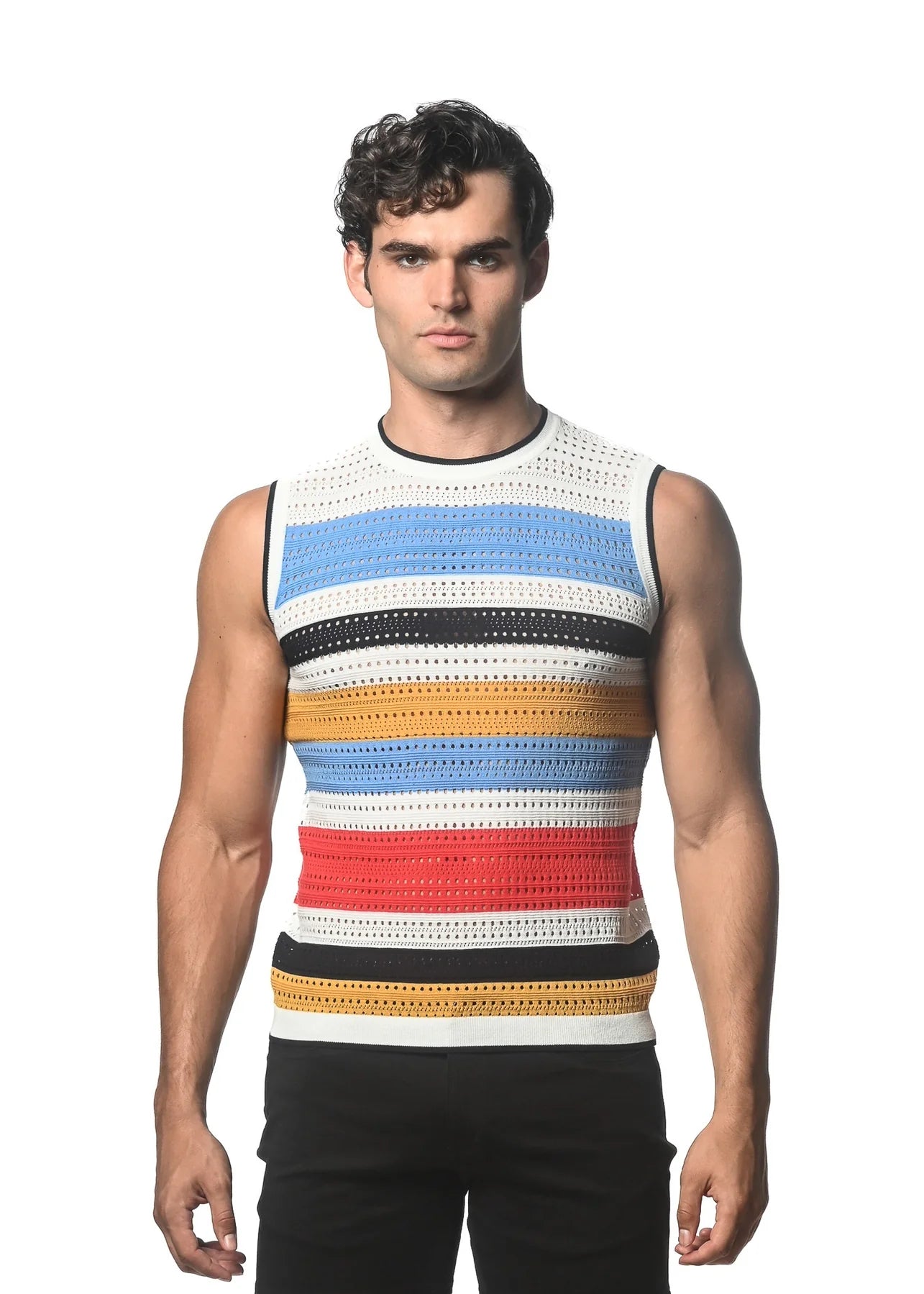 Horizontal Stripe Textured Knitted Vest