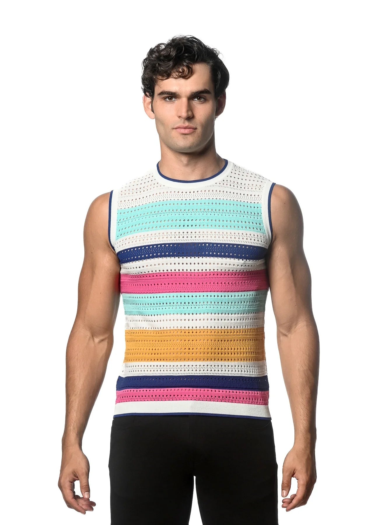Horizontal Stripe Textured Knitted Vest