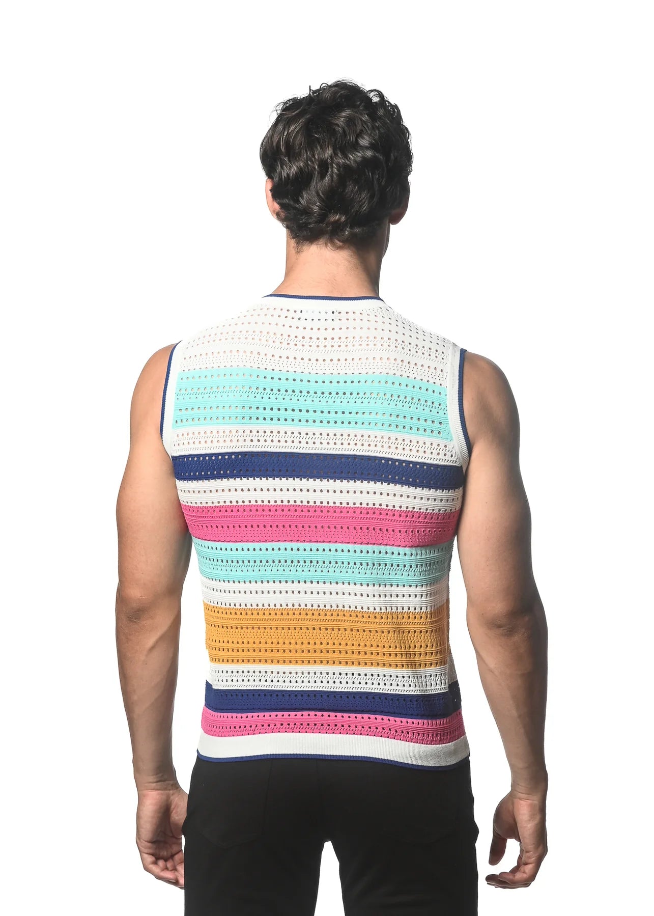 Horizontal Stripe Textured Knitted Vest