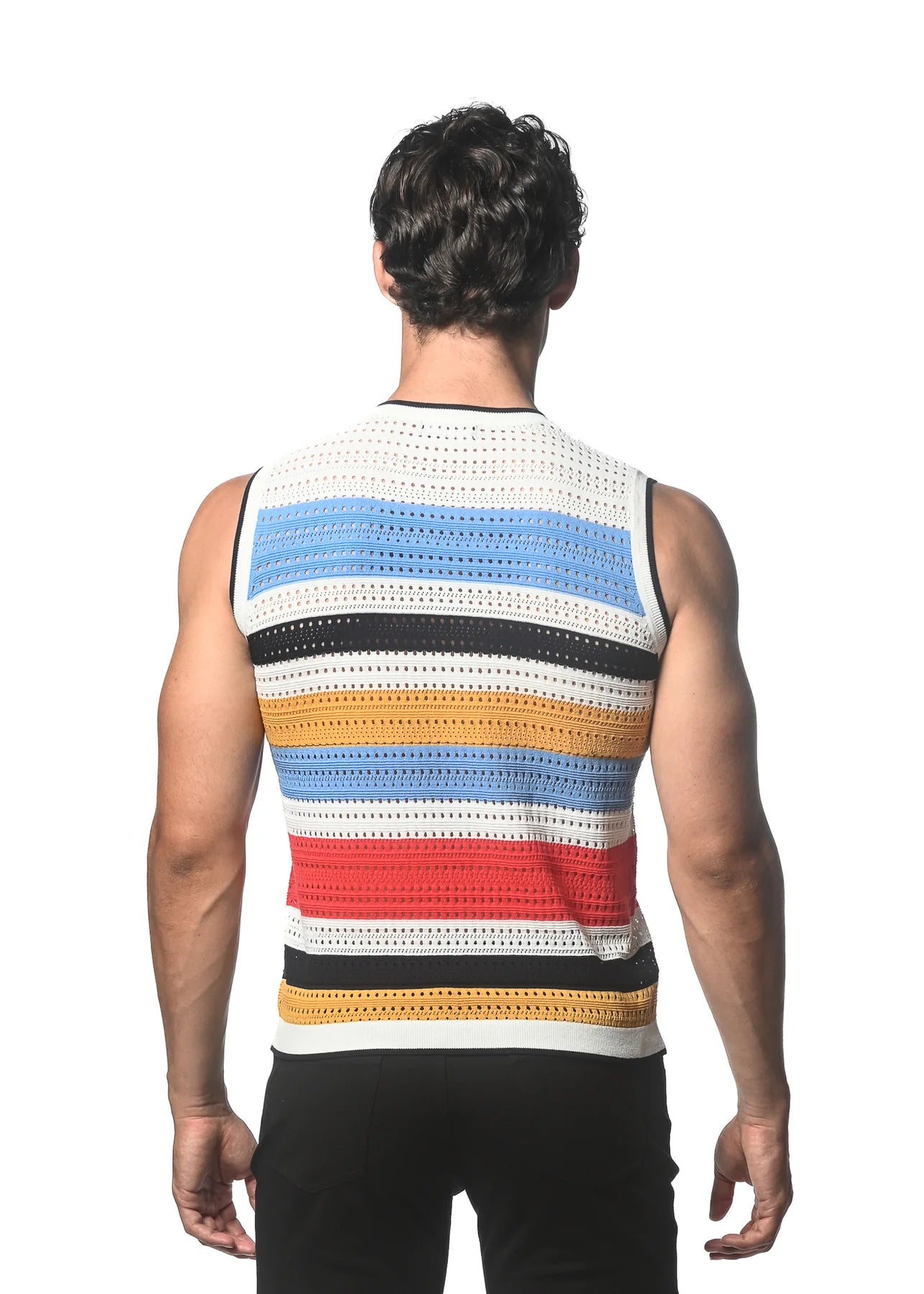Horizontal Stripe Textured Knitted Vest