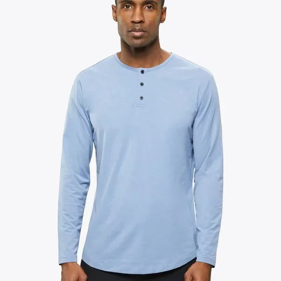 AO Long Sleeve Henley Curve-Hem