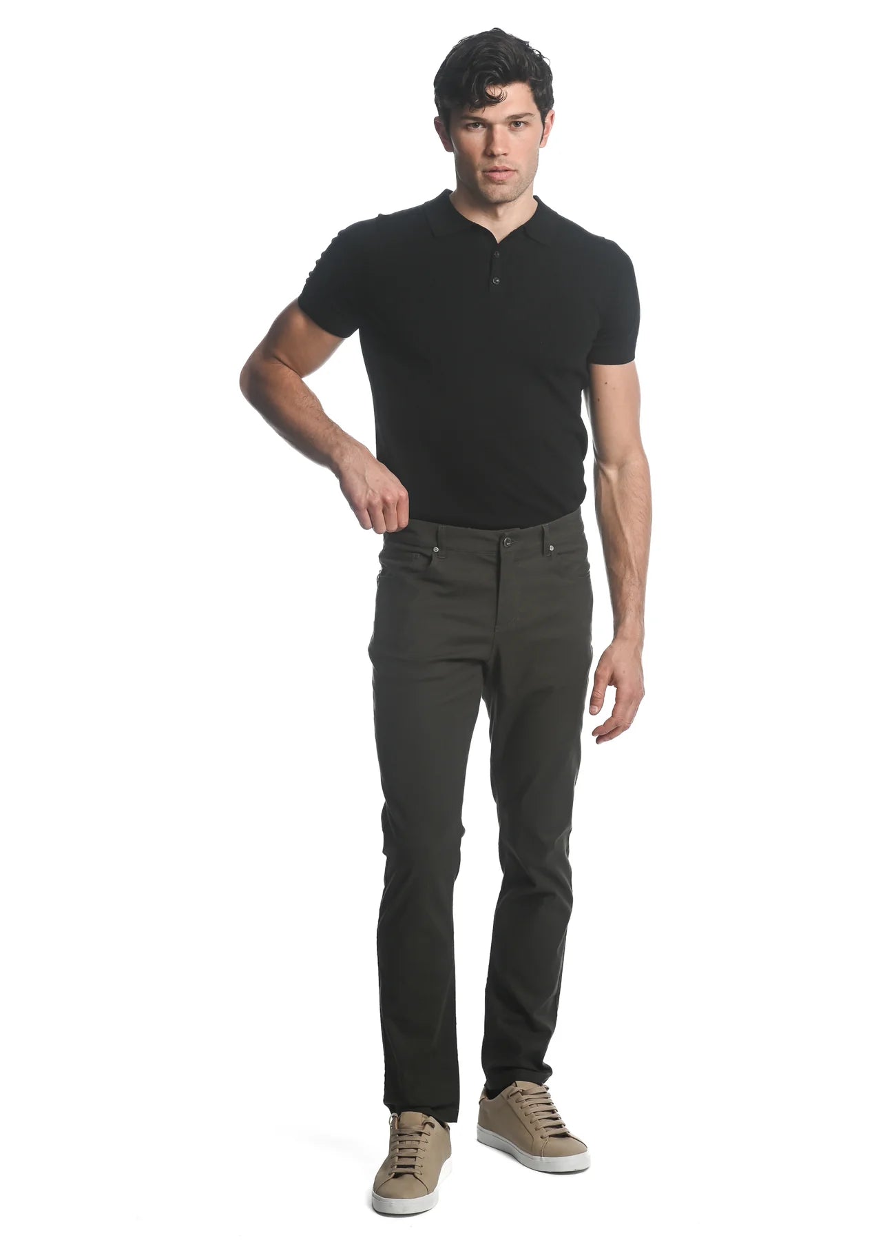 Carbon Textured Stretch Woven 5-Pocket Jeans