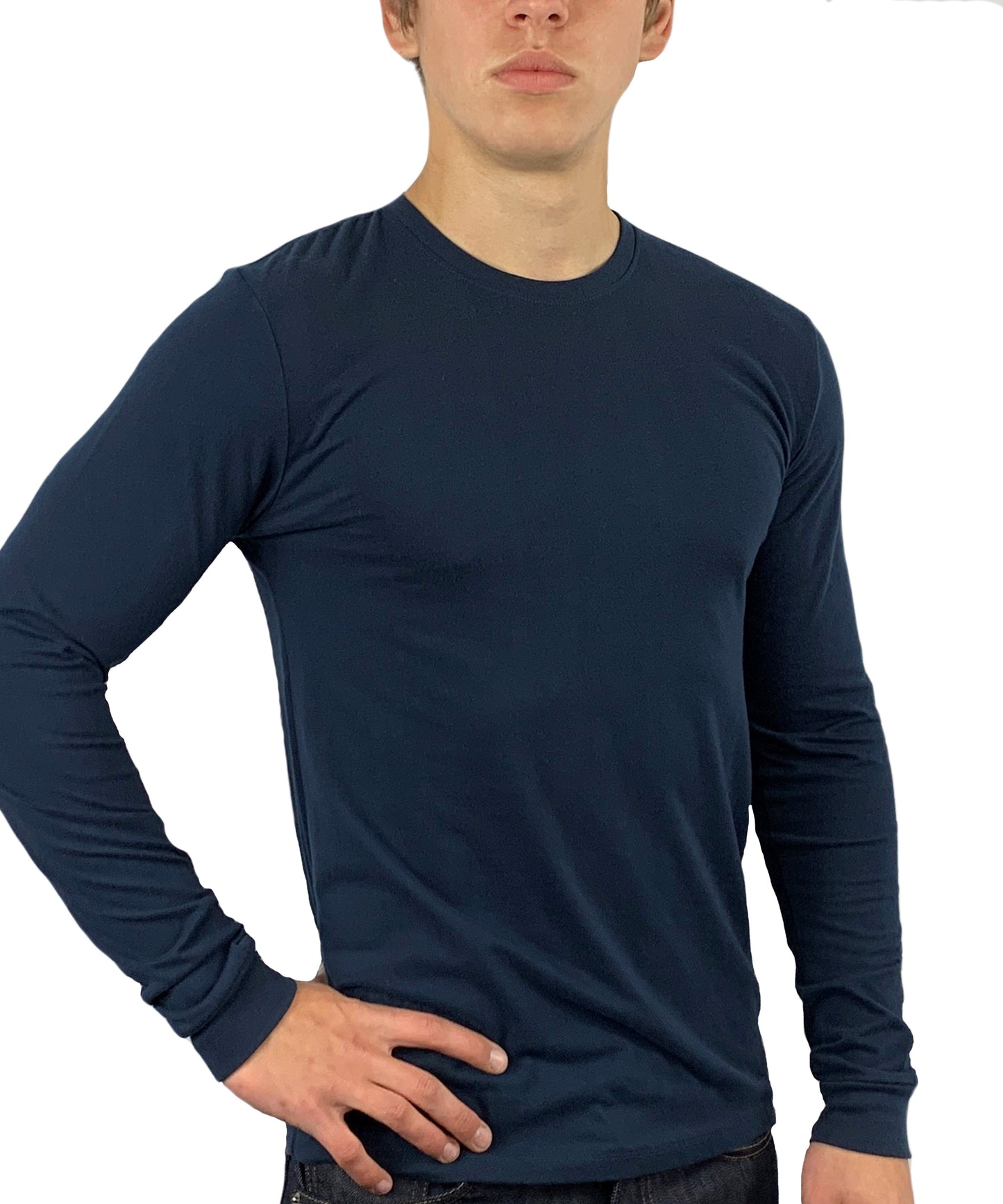 ROLO LUXURY LONG SLEEVE CREW NECK SHIRT INDIGO