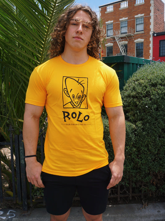 ROLO ORIGINALS LOGO TEE - BLACK ON YELLOW