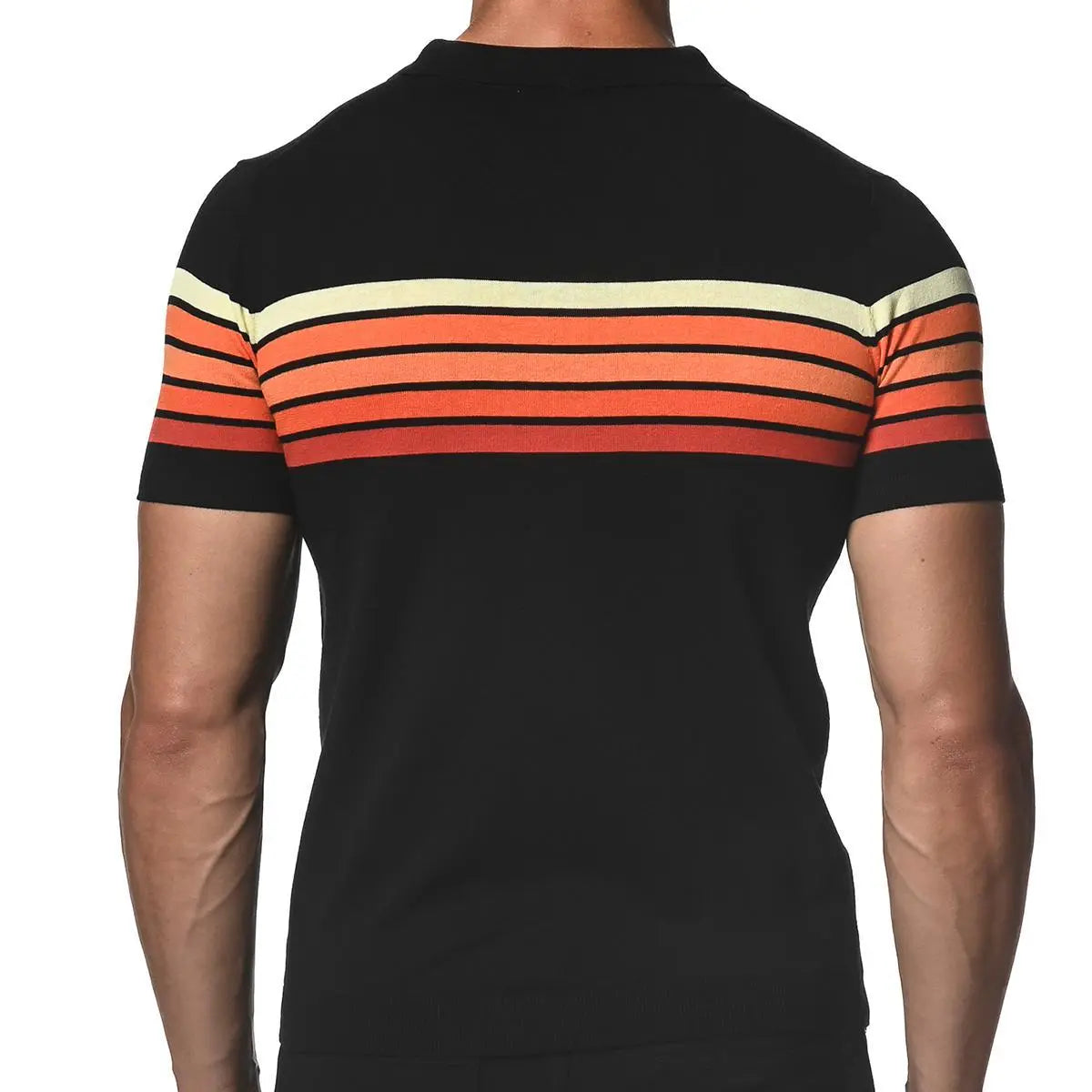 Retro Stripe Knit 3-Button Polo