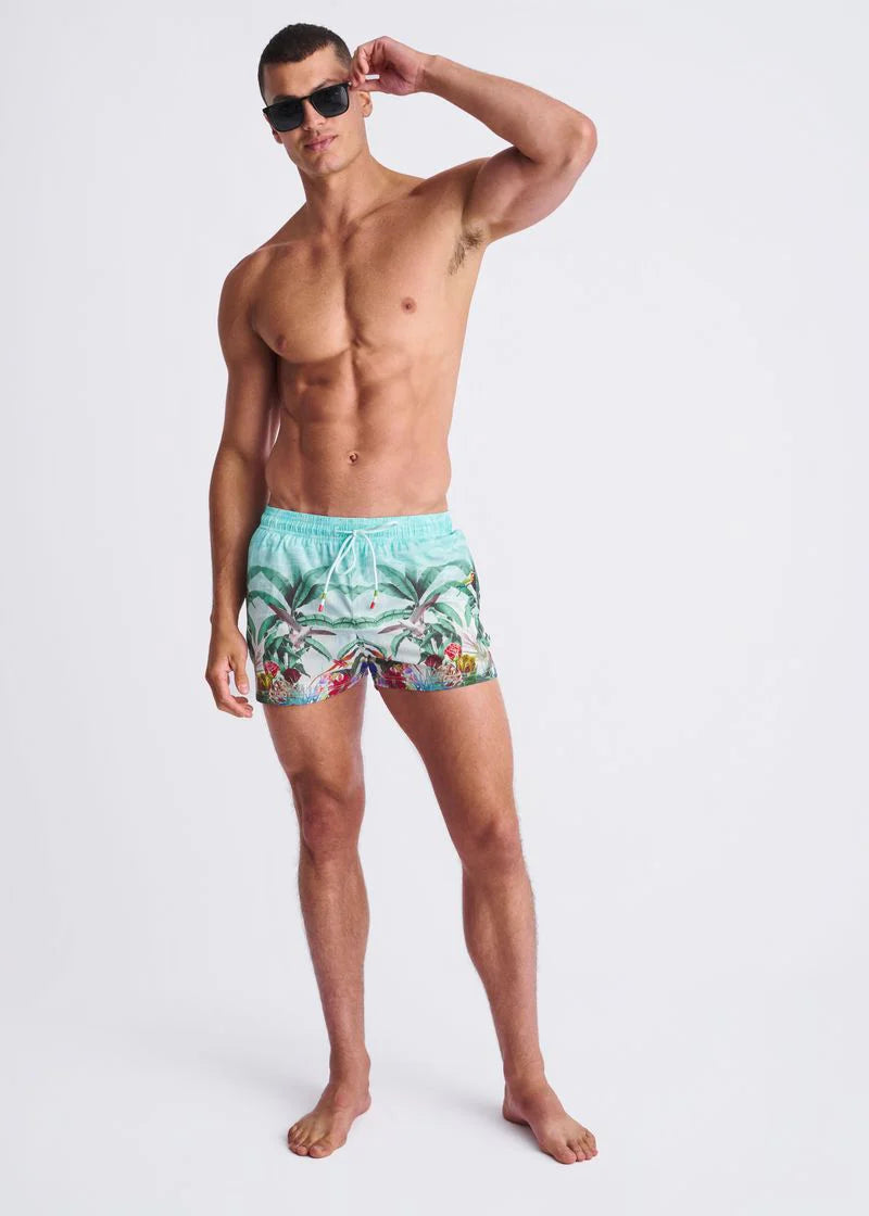 2.5" Inseam Printed Swim Shorts w/ Mesh Lining