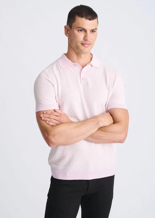 Textured Cotton 3-Button Knit Polo