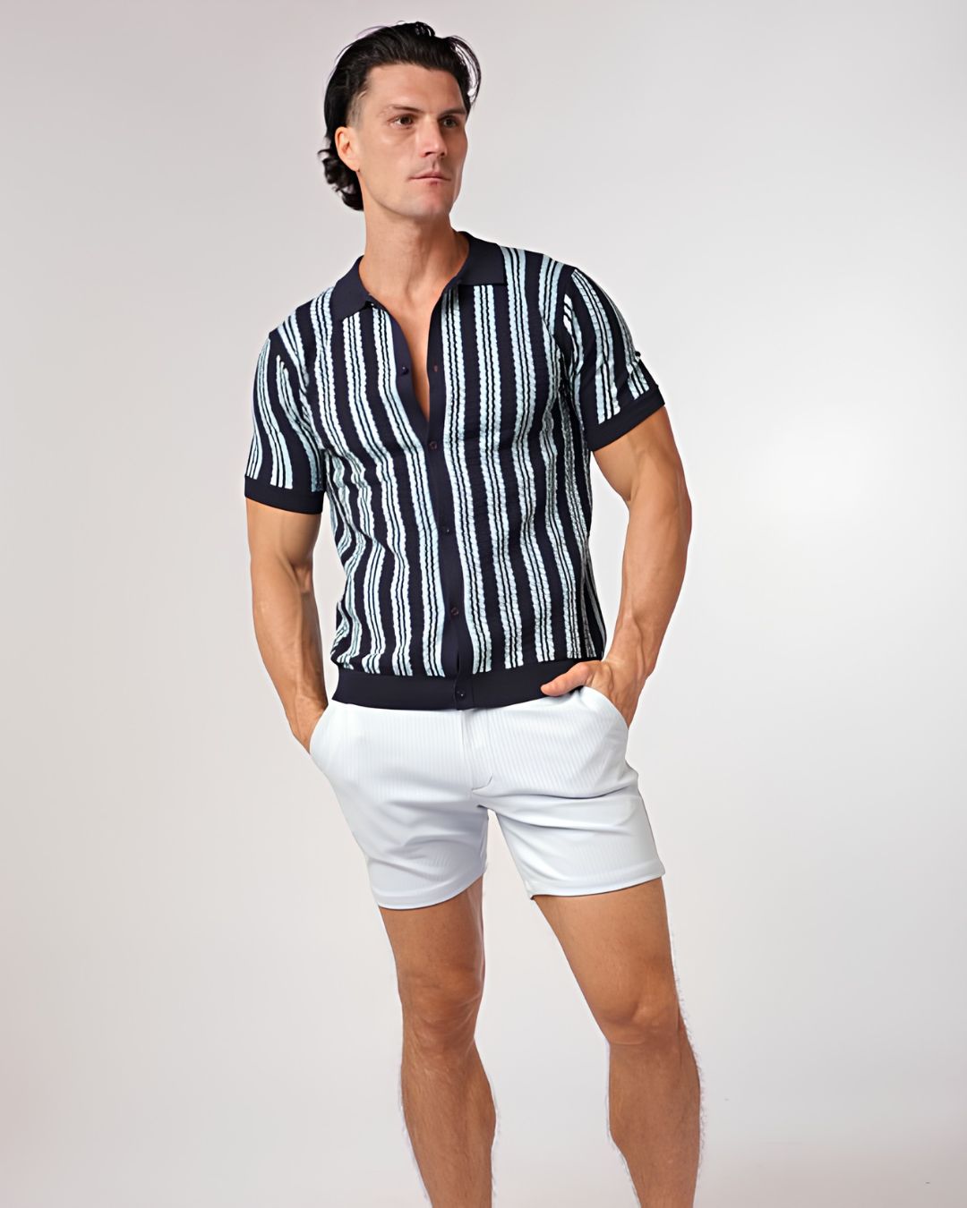 Silk/Tencel Button Front Knit Shirt