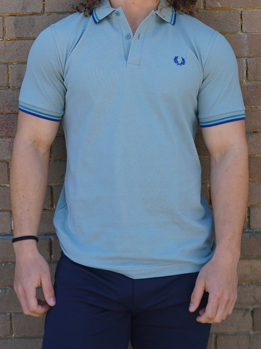 Twin Tipped Polo Shirt - Silver Blue
