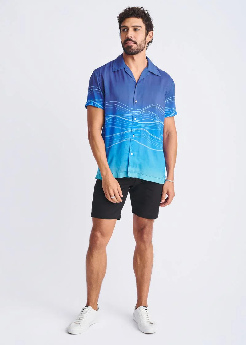 Printed Modal Short Sleeve Border Shirt