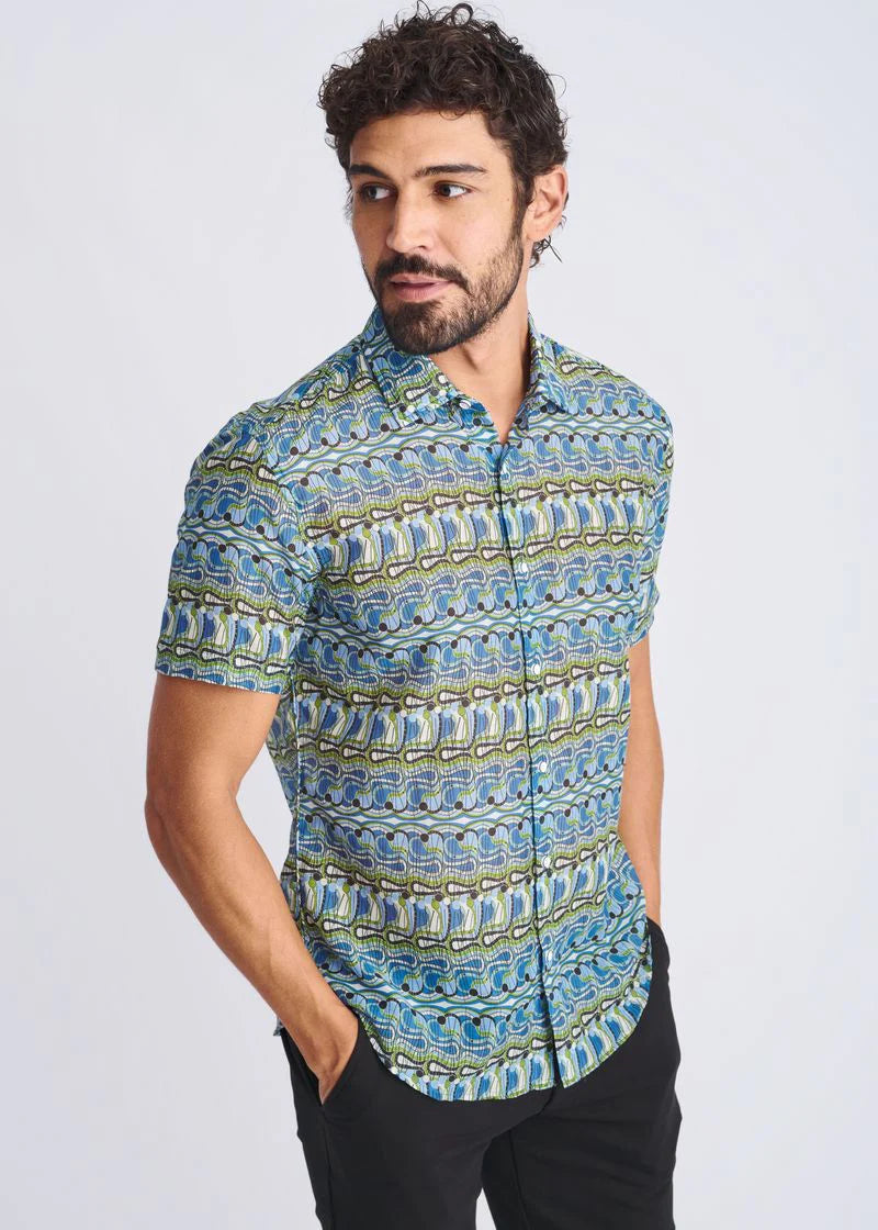 Printed Lightweight  Cotton/SilkShort Sleeve Shirt