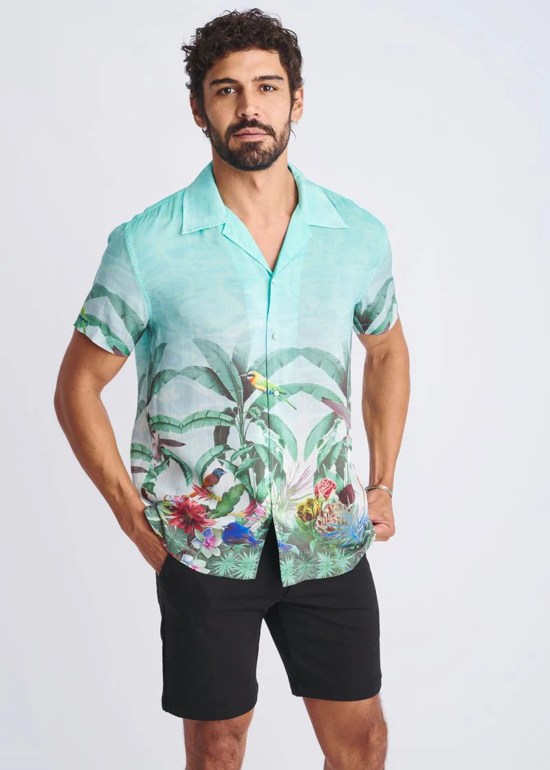 Printed Modal Short Sleeve Border Shirt