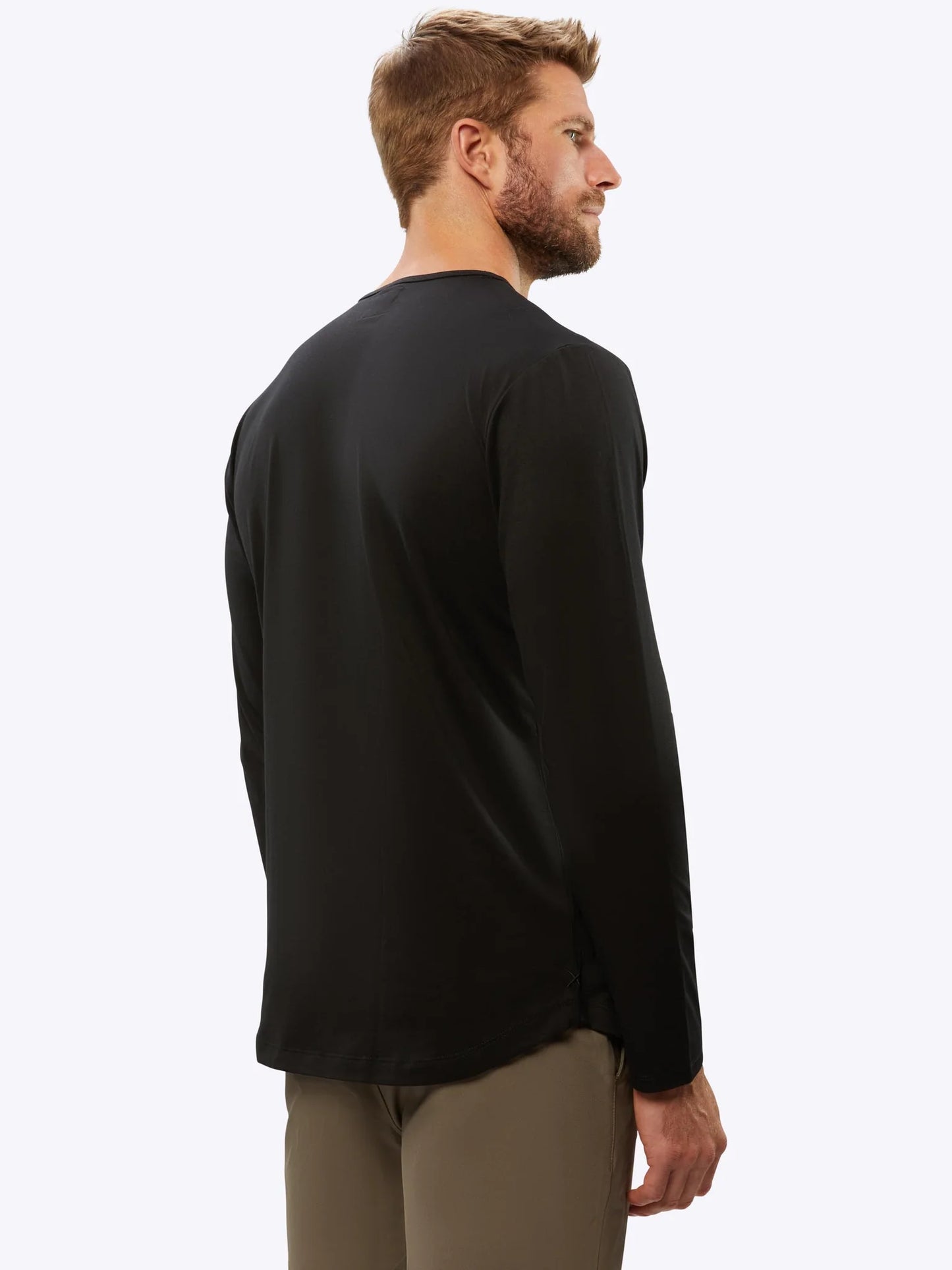 AO Long Sleeve Henley Curve-Hem