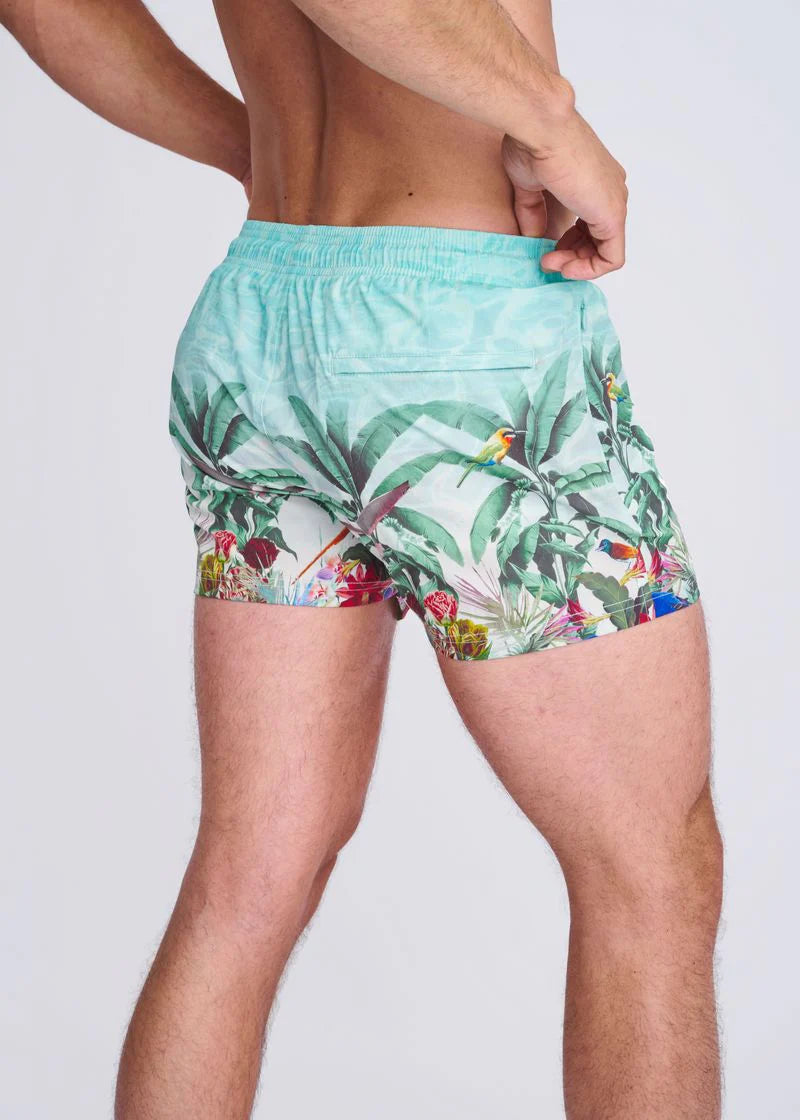 2.5" Inseam Printed Swim Shorts w/ Mesh Lining