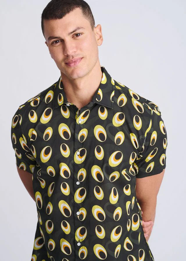 Printed Lightweight  Cotton/SilkShort Sleeve Shirt