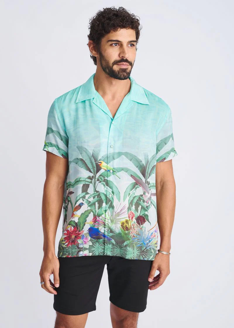 Printed Modal Short Sleeve Border Shirt