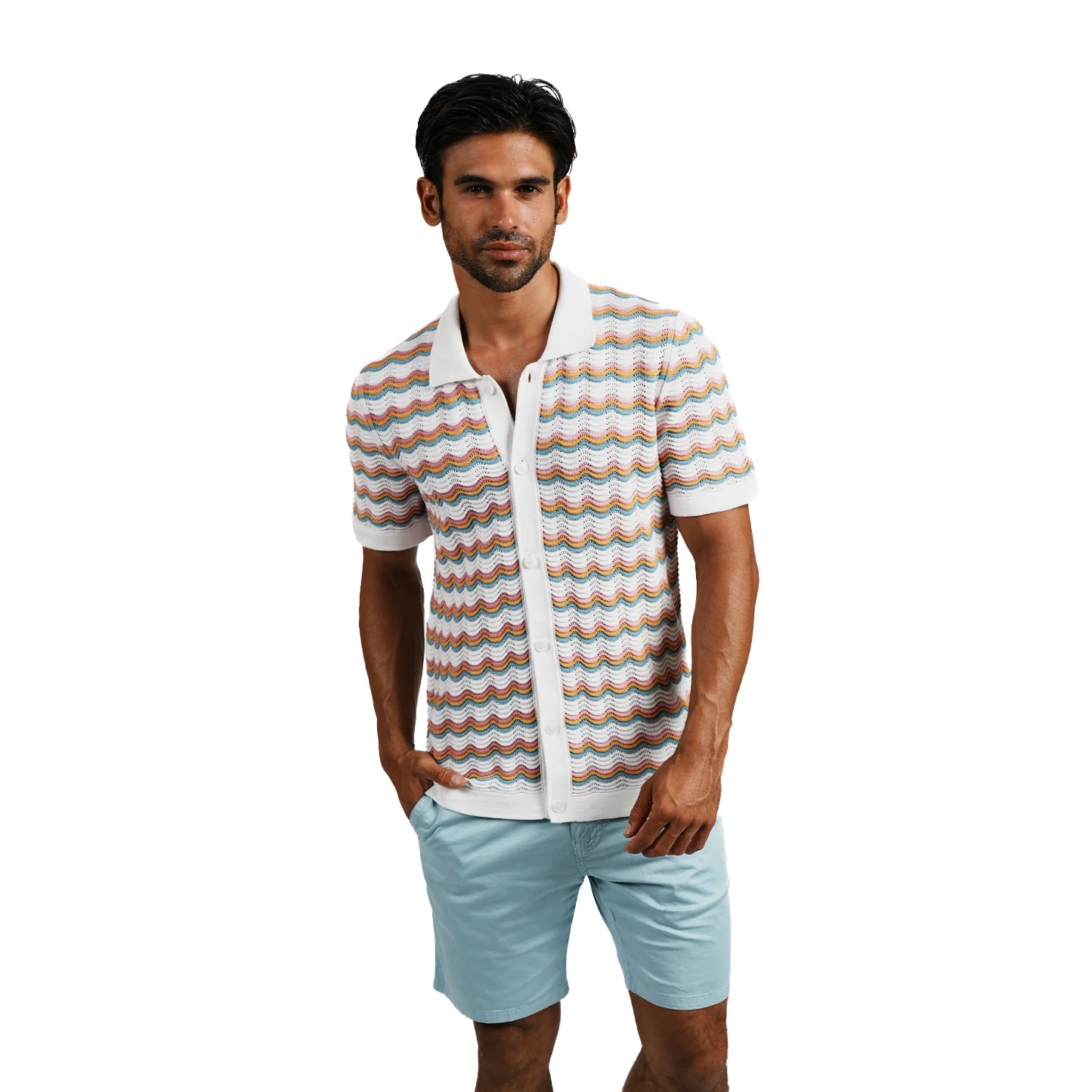 The Ripple Crochet S/S Button Up