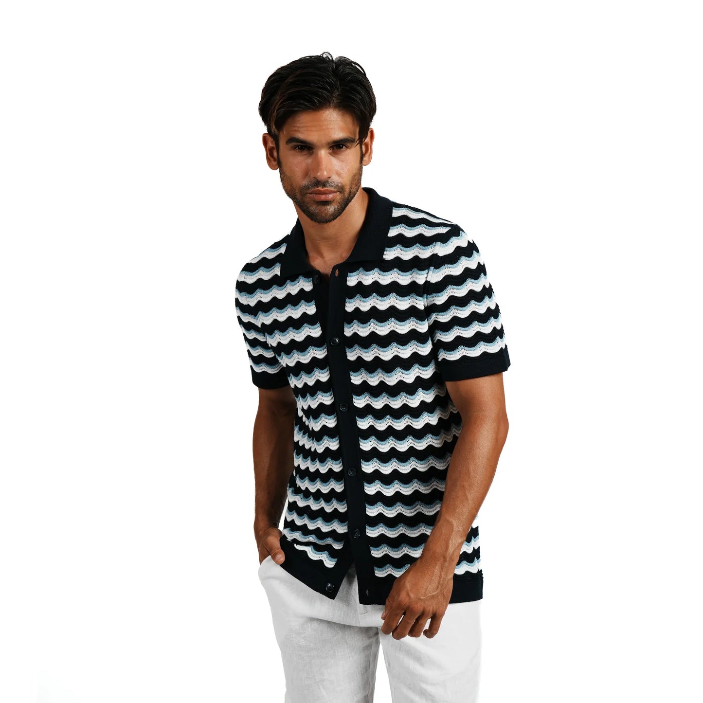 The Ripple Crochet S/S Button Up