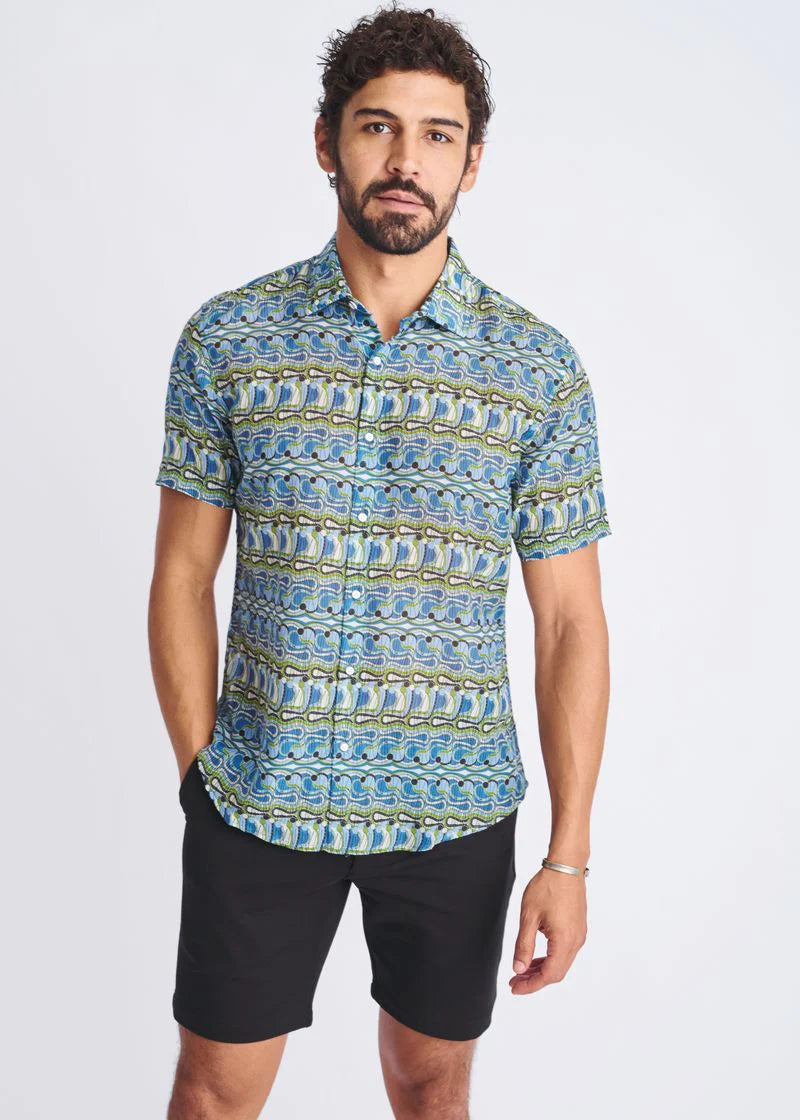 Printed Lightweight  Cotton/SilkShort Sleeve Shirt