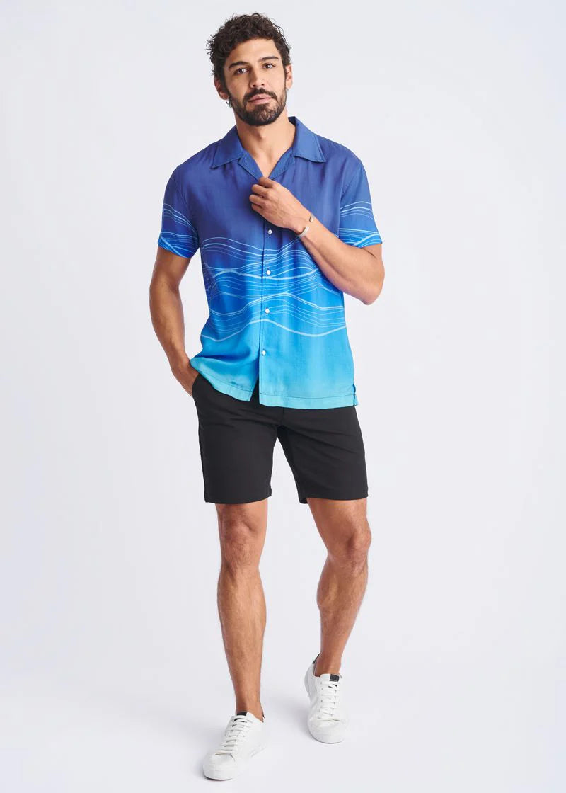 Printed Modal Short Sleeve Border Shirt