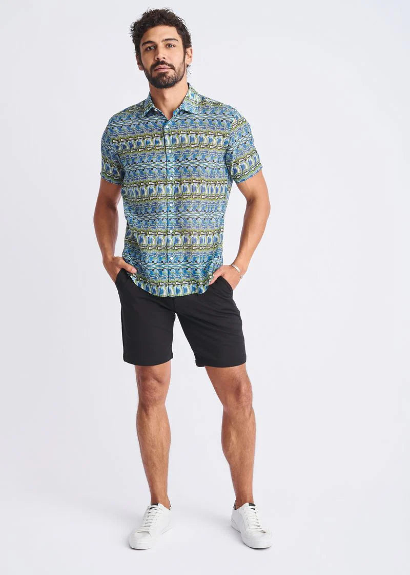 Printed Lightweight  Cotton/SilkShort Sleeve Shirt