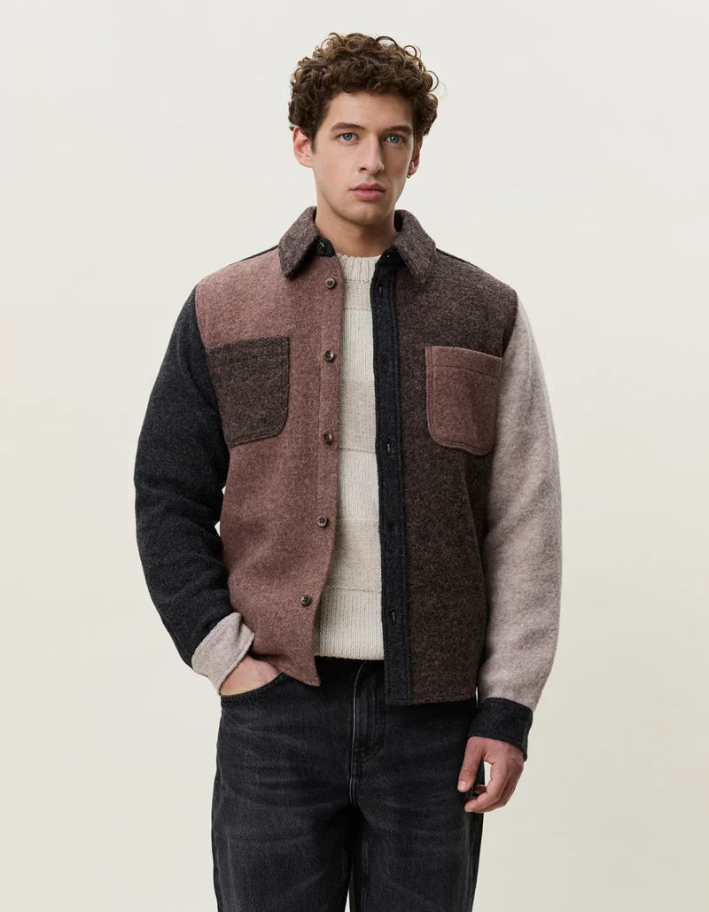 Wool Colourblock Overshirt