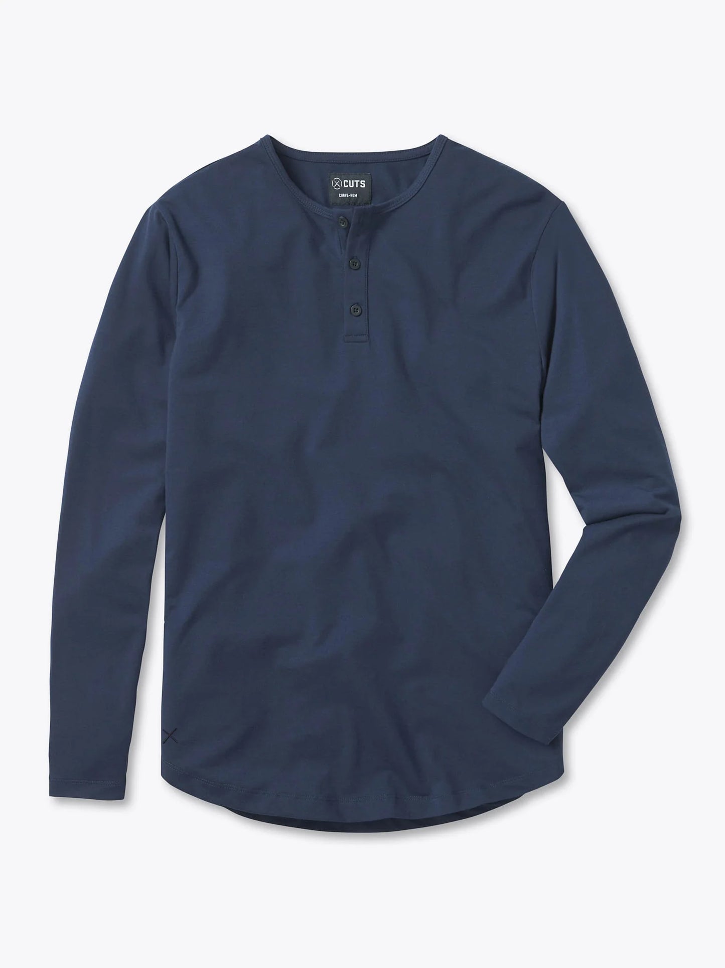 AO Long Sleeve Henley Curve-Hem