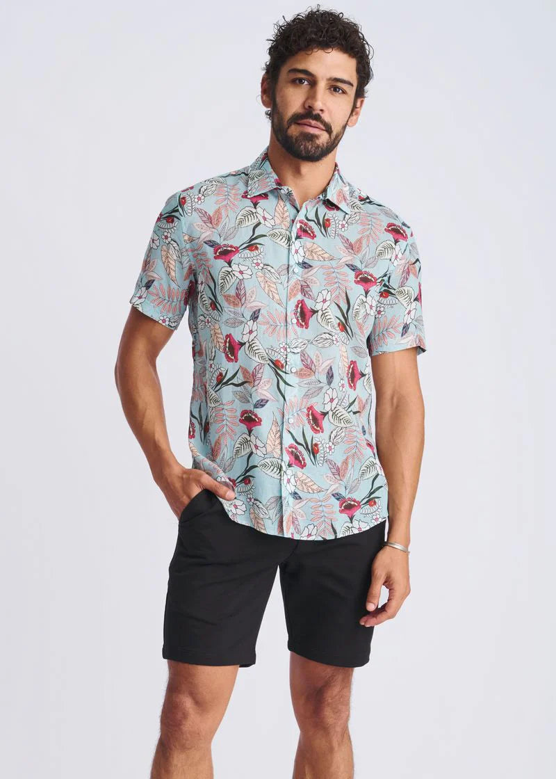 Printed Lightweight Linen/Tencel Short Sleeve Shirt