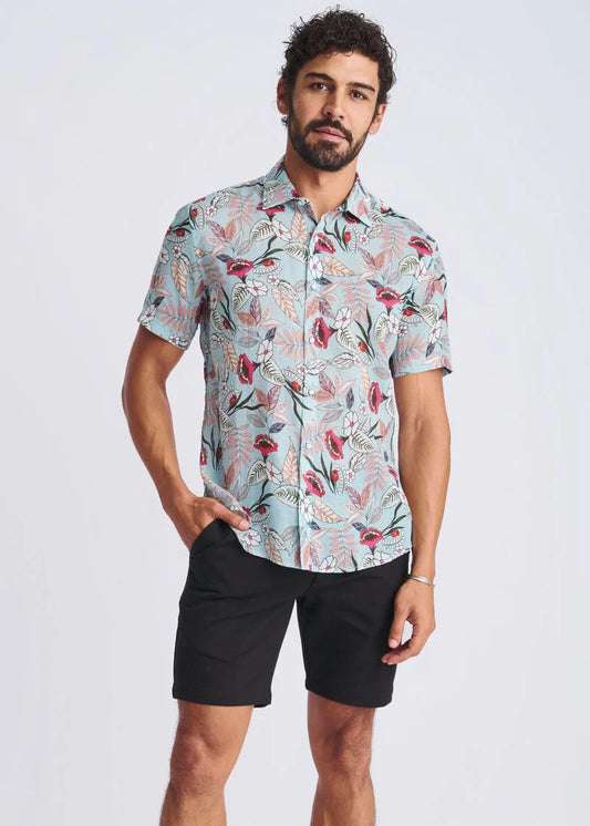 Printed Lightweight Linen/Tencel Short Sleeve Shirt