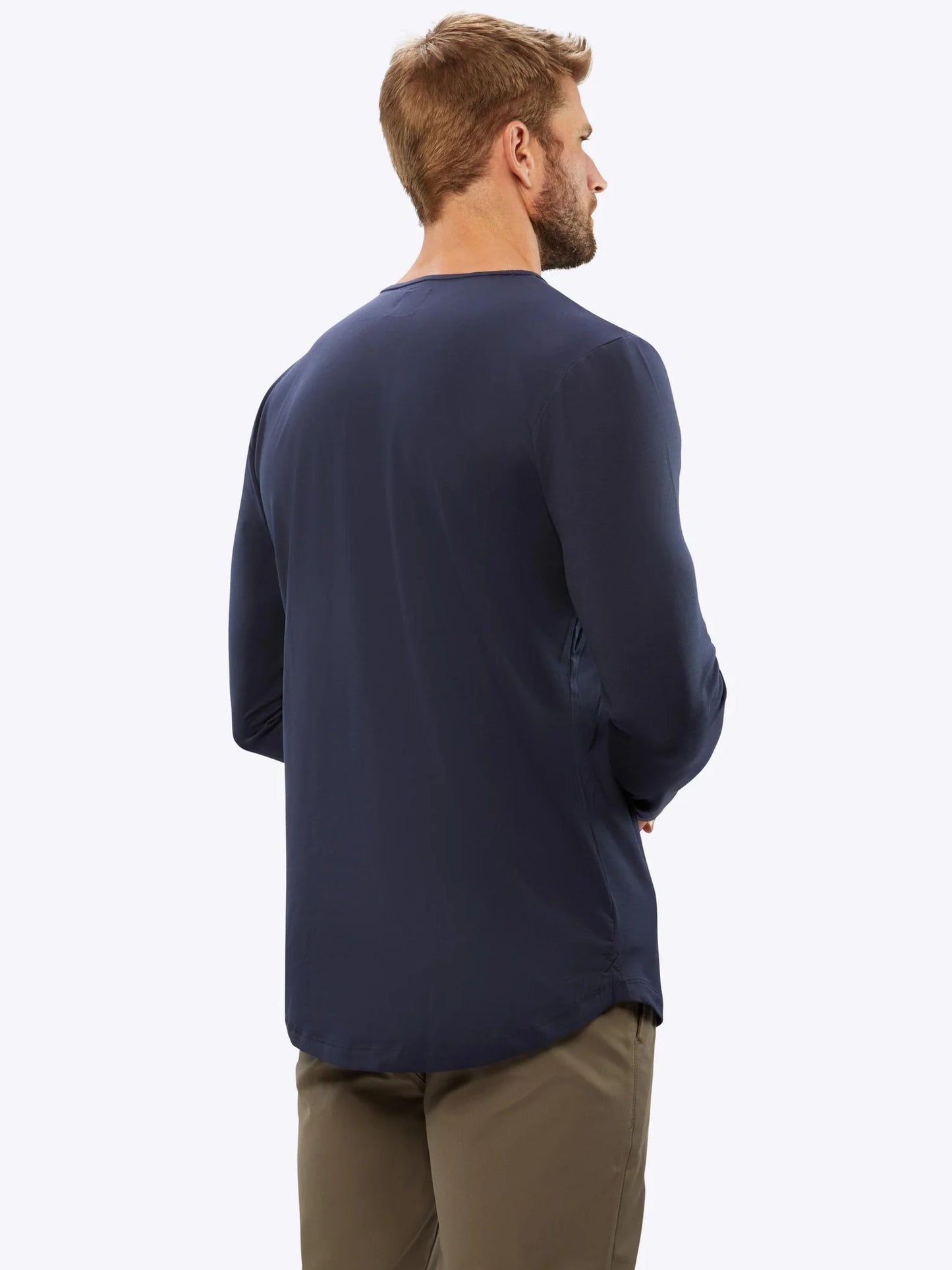 AO Long Sleeve Henley Curve-Hem