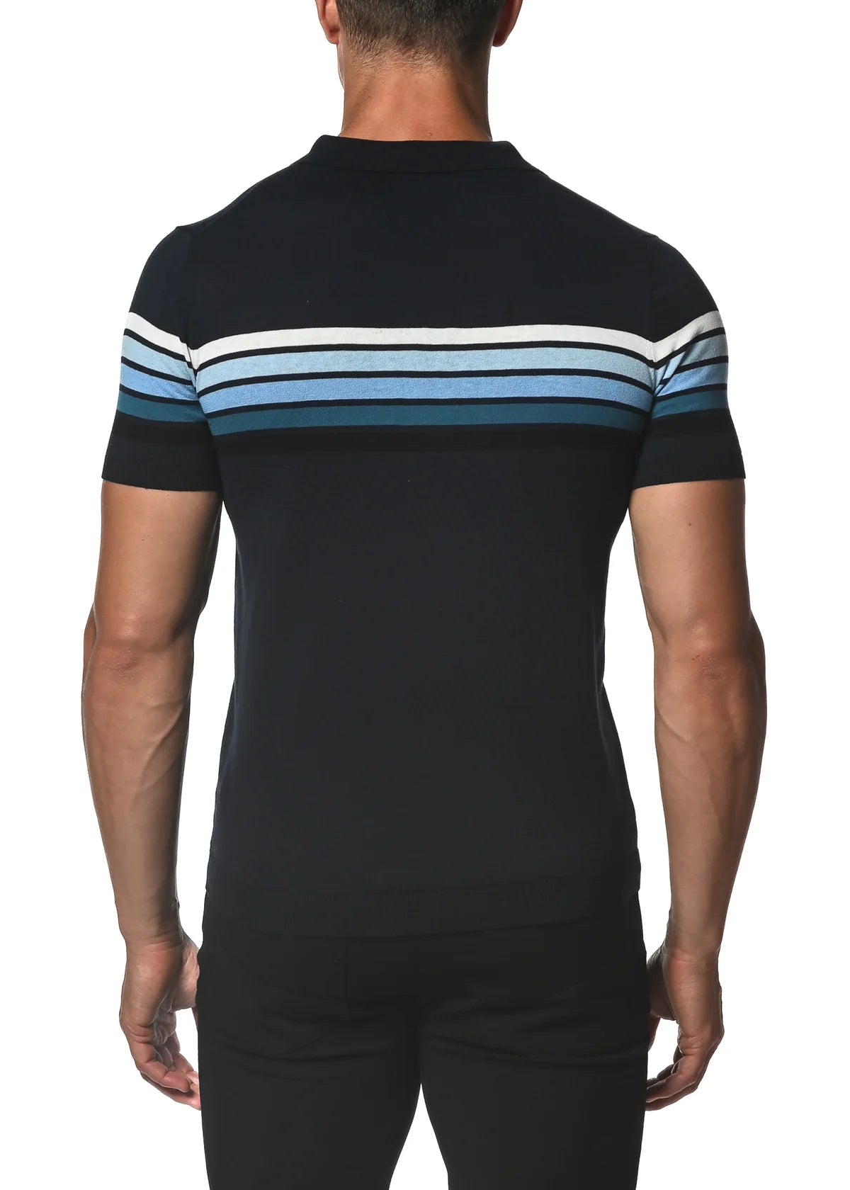 Retro Stripe Knit 3-Button Polo