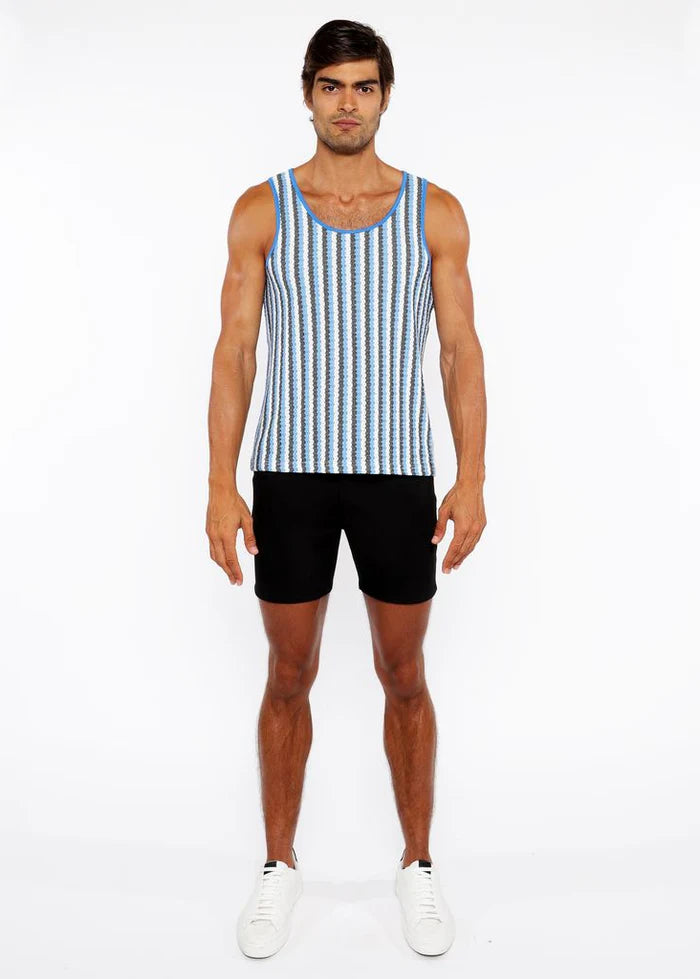 Stripes Stretch Open Knit Tank