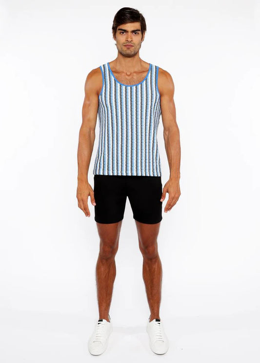 Stripes Stretch Open Knit Tank